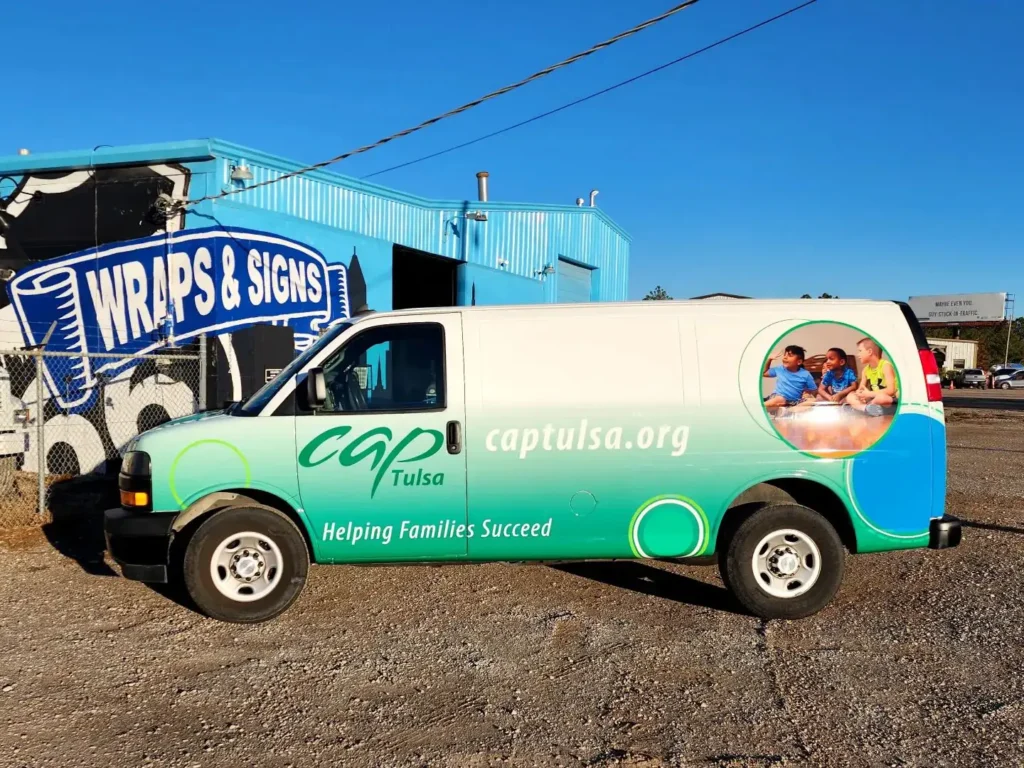 vehicle wrap. work van wrap. chevy express van wrap. van wrap for CAP tulsa.