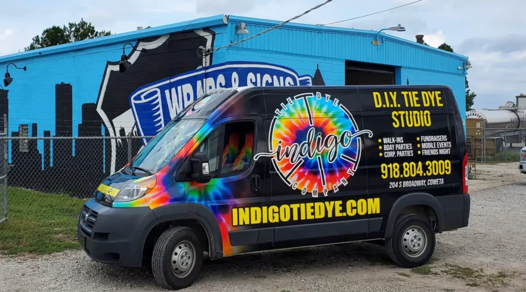 Custom Van Wrap Indigo Tie Dye Van